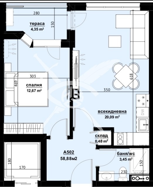 Продава 2-СТАЕН, гр. Бургас, Изгрев, снимка 1 - Aпартаменти - 48124144