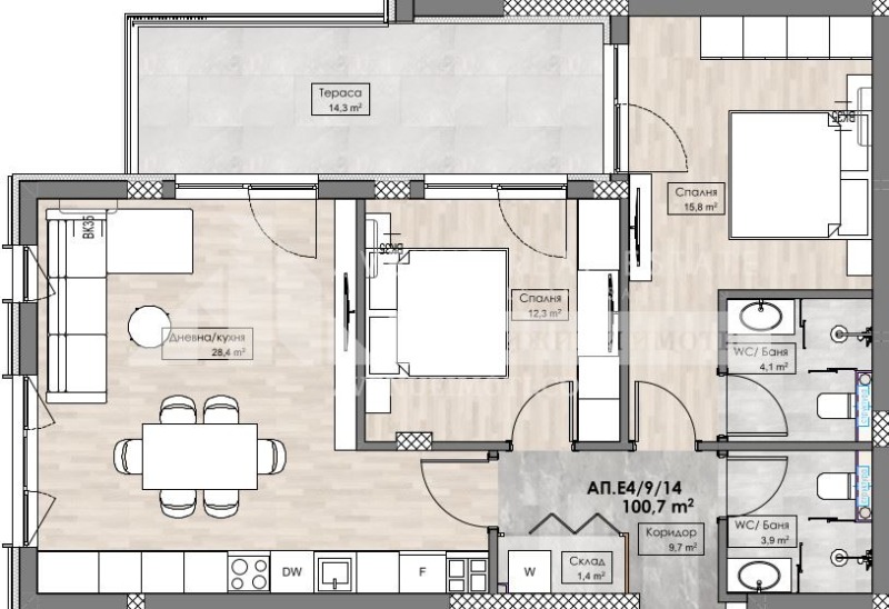 Satılık  2 yatak odası Plovdiv , Karşiyaka , 114 metrekare | 32415585 - görüntü [2]