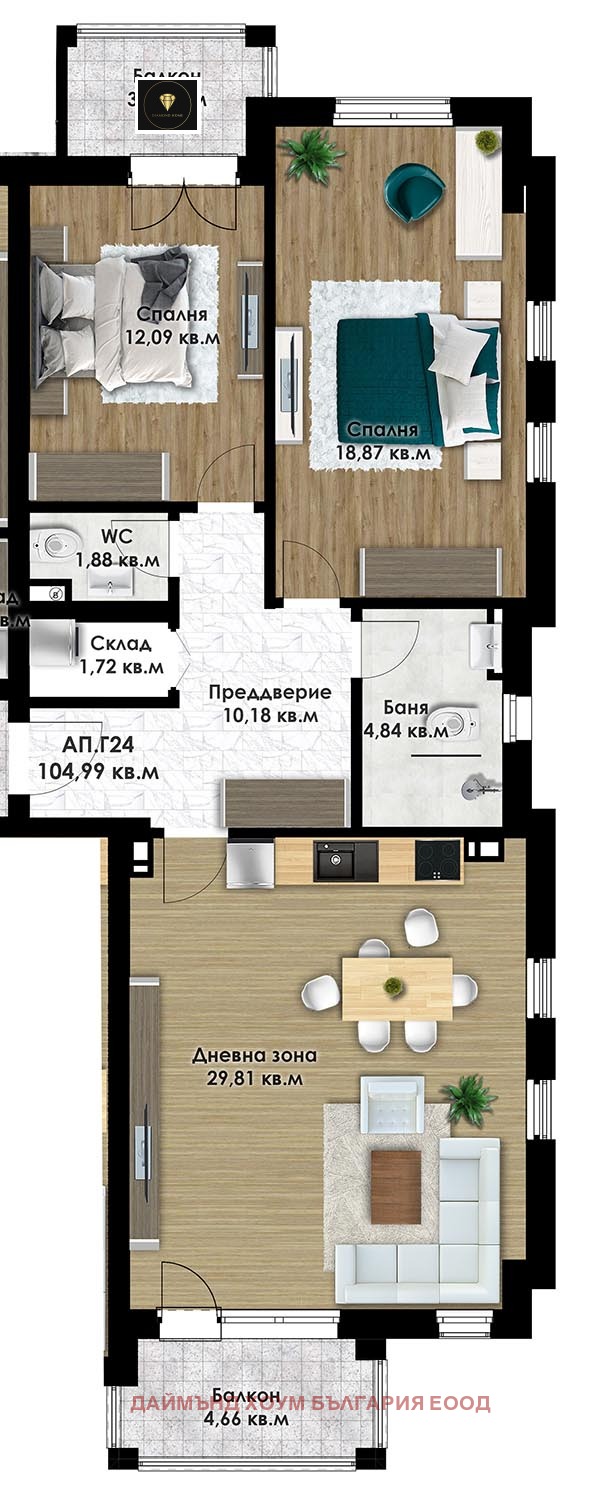 Продава 3-СТАЕН, гр. Пловдив, Коматевско шосе, снимка 2 - Aпартаменти - 49271846