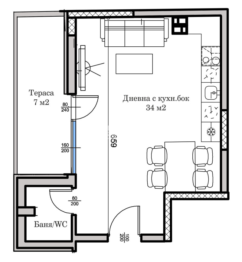 Til salg  Studie Plovdiv , Tsentar , 40 kvm | 26395547 - billede [2]