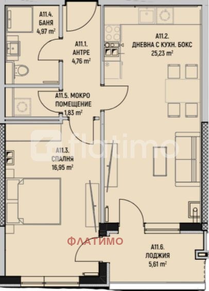 Myytävänä  1 makuuhuone Sofia , v.z.Kinotsentara 3 tšast , 80 neliömetriä | 47052164 - kuva [2]