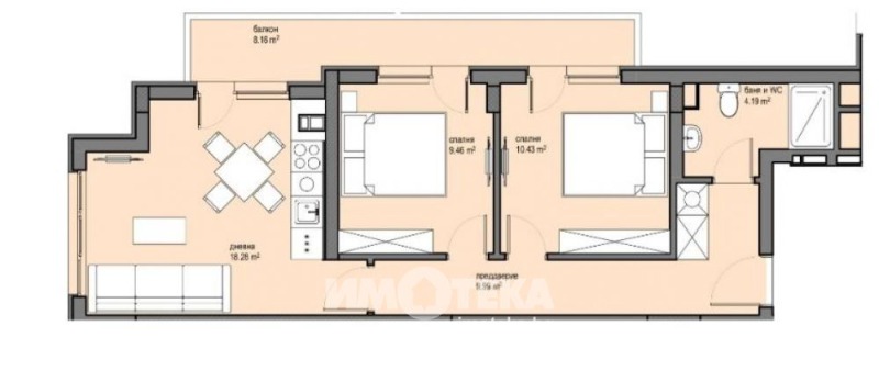 Till salu  2 sovrum Sofia , Krasna poljana 2 , 77 kvm | 76216713 - bild [5]