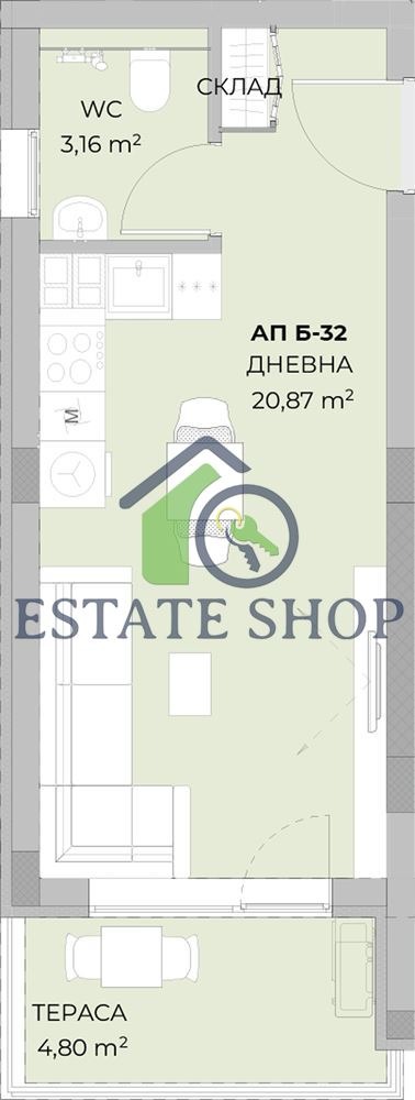 Продава 1-СТАЕН, гр. Пловдив, Остромила, снимка 7 - Апартаменти - 55888320