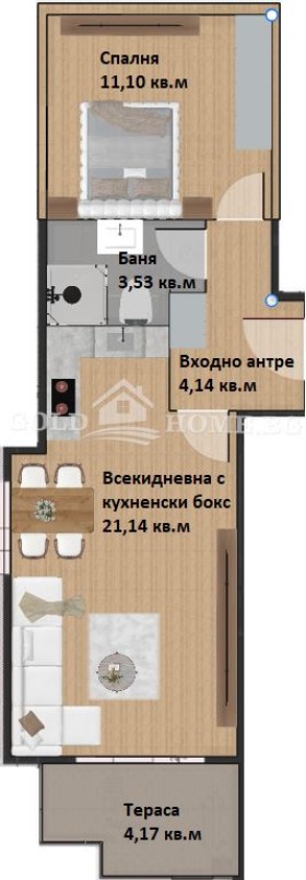 Til salgs  1 soverom Plovdiv , Hristo Smirnenski , 65 kvm | 64980138 - bilde [2]