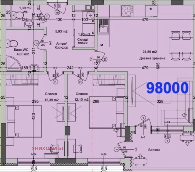 Satılık  2 yatak odası Burgas , Izgrev , 89 metrekare | 36149030 - görüntü [3]