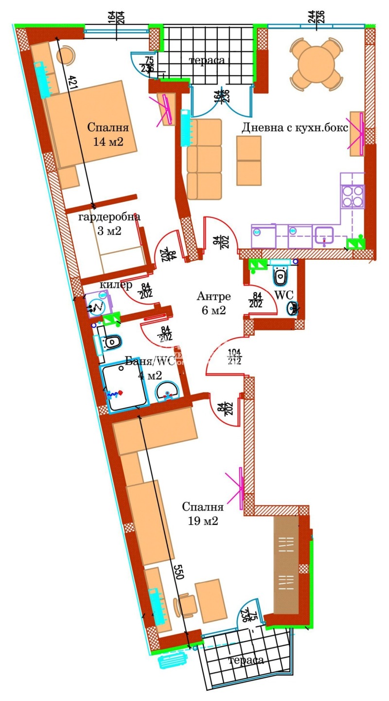 Te koop  2 slaapkamers Plovdiv , Tsentar , 110 m² | 62484205 - afbeelding [7]