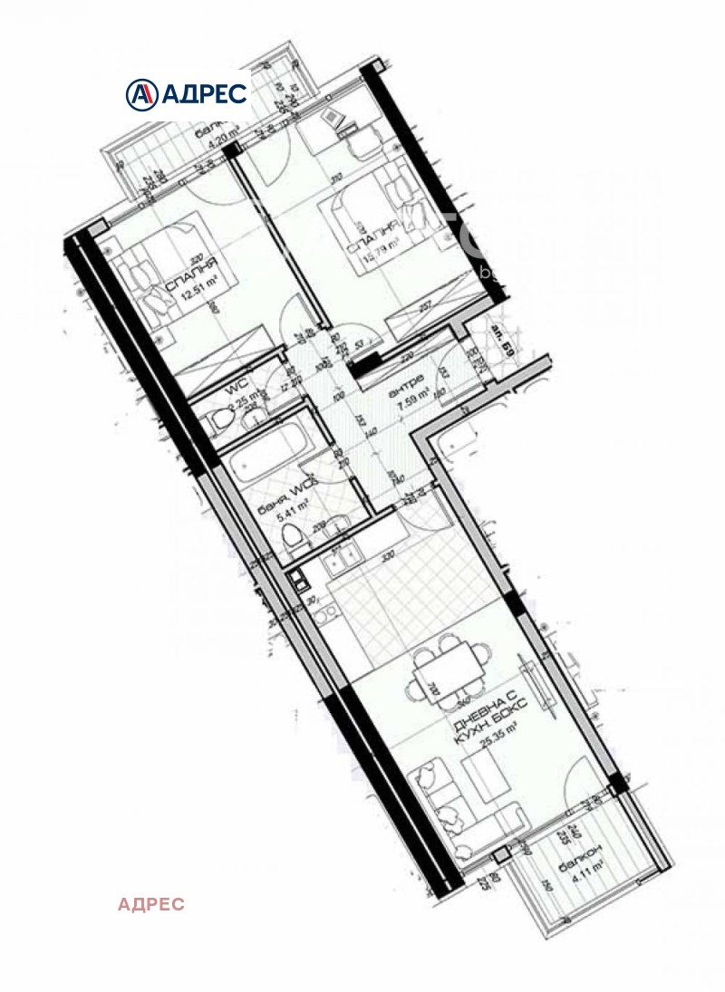 Myytävänä  2 makuuhuonetta Varna , Vinitsa , 108 neliömetriä | 17271074 - kuva [4]