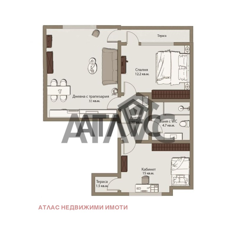 In vendita  2 camere da letto Plovdiv , Karshiiaka , 117 mq | 20736325 - Immagine [9]