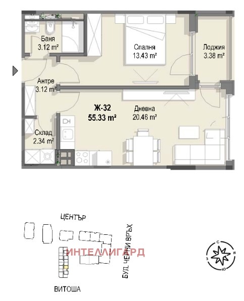 Till salu  1 sovrum Sofia , Krastova vada , 65 kvm | 26429352 - bild [15]