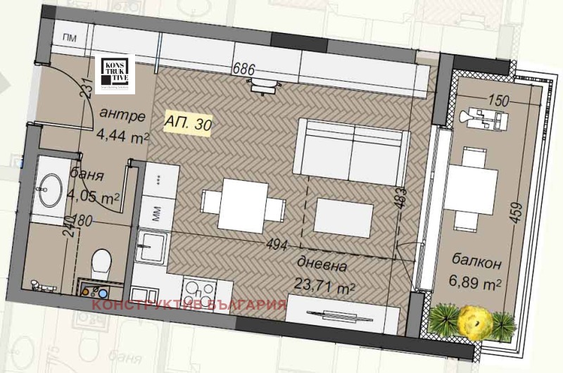 Продава 1-СТАЕН, гр. София, Левски В, снимка 5 - Апартаменти - 52520035
