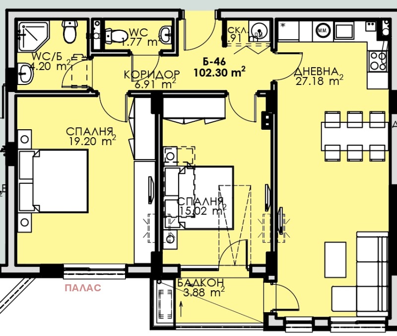 Te koop  2 slaapkamers Burgas , Slavejkov , 102 m² | 37274768 - afbeelding [5]