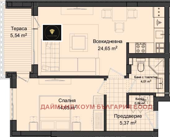 Eladó  1 hálószoba Plovdiv , Gagarin , 79 négyzetméter | 23260978 - kép [2]