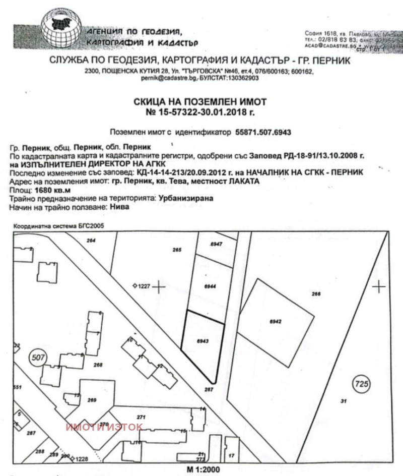 Продава ПАРЦЕЛ, гр. Перник, Тева, снимка 6 - Парцели - 52692129