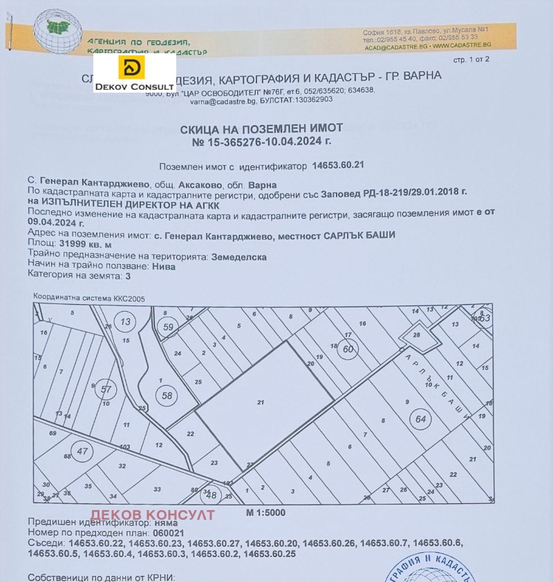 For Sale  Land region Varna , General Kantardzhievo , 32 dka | 77235297