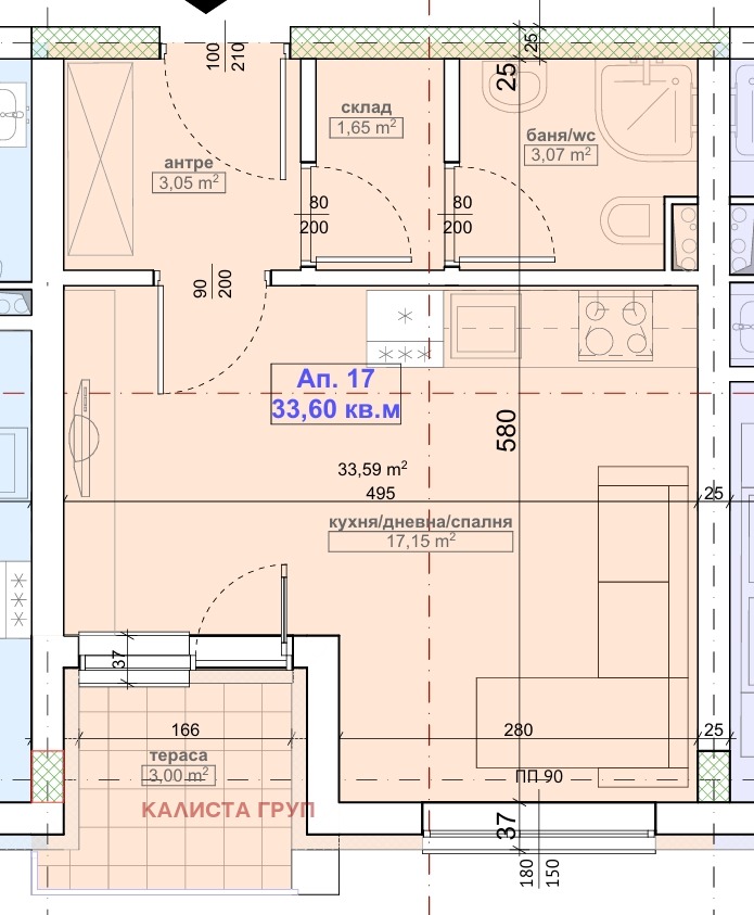 Myytävänä  Studio Burgasin alue , Primorsko , 39 neliömetriä | 19011510 - kuva [6]