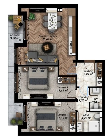 Продава 3-СТАЕН, гр. Стара Загора, Център, снимка 2 - Апартаменти - 54411199