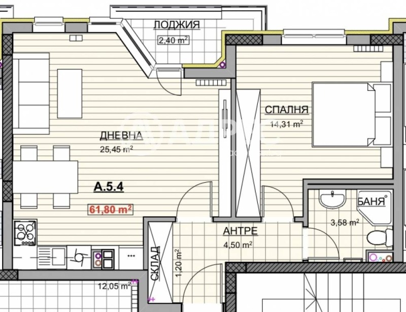 Zu verkaufen  1 Schlafzimmer Sofia , Krasno selo , 74 qm | 59971410 - Bild [4]