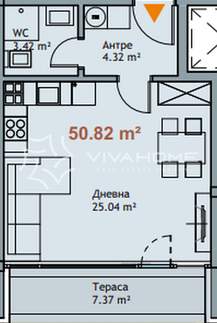 Продается  2 спальни Варна , к.к. Чайка , 51 кв.м | 98935490 - изображение [6]