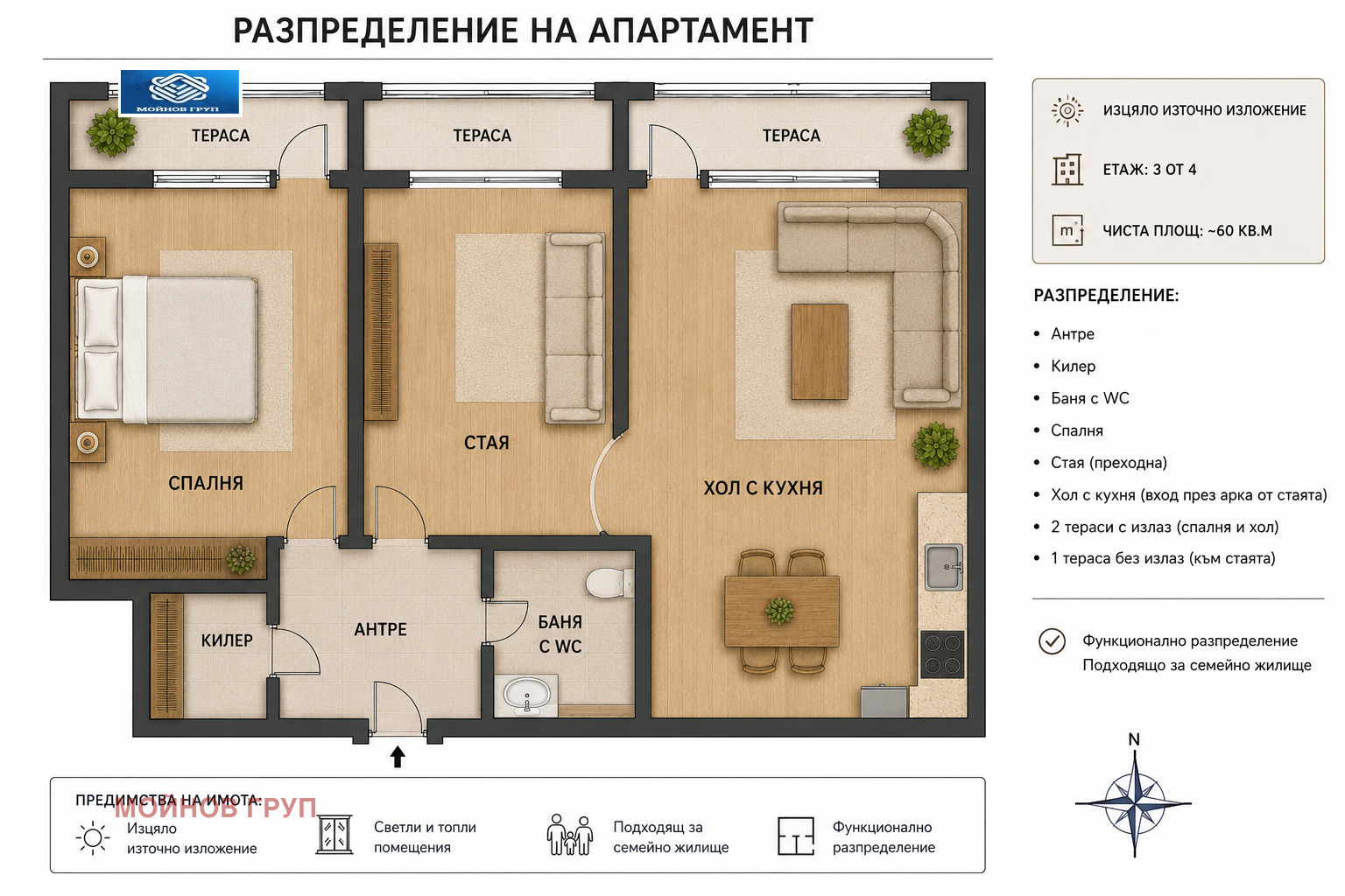Продава 3-СТАЕН, гр. София, Мусагеница, снимка 2 - Апартаменти - 56053952