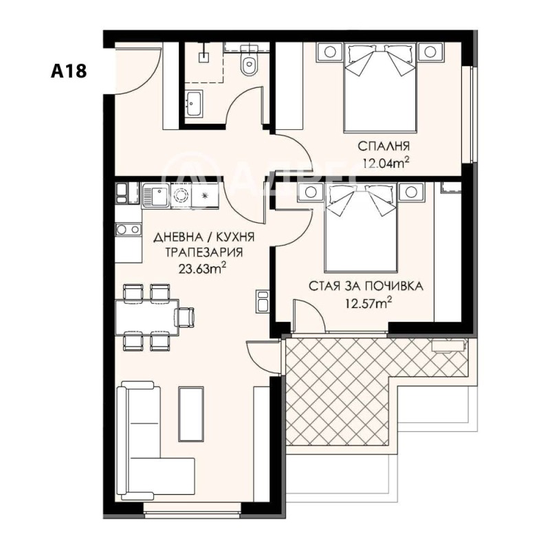 In vendita  2 camere da letto Sofia , Liulin 9 , 90 mq | 57301804