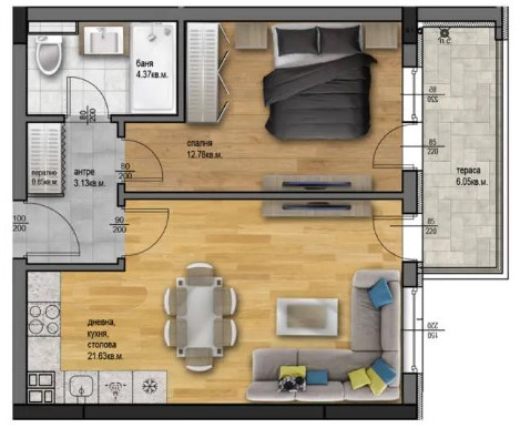 Продается  1 спальня Пловдив , Остромила , 68 кв.м | 57376339 - изображение [2]