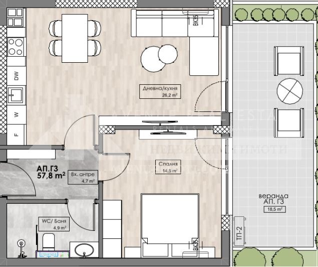 En venta  1 dormitorio Plovdiv , Karshiyaka , 65 metros cuadrados | 59651205 - imagen [5]