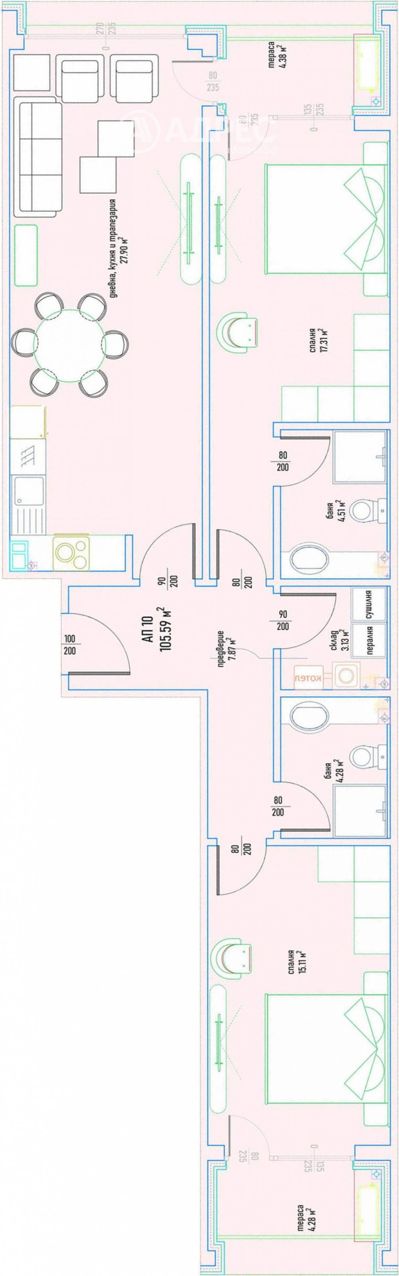 En venta  2 dormitorios Sofia , Malinova dolina , 126 metros cuadrados | 99887628 - imagen [4]
