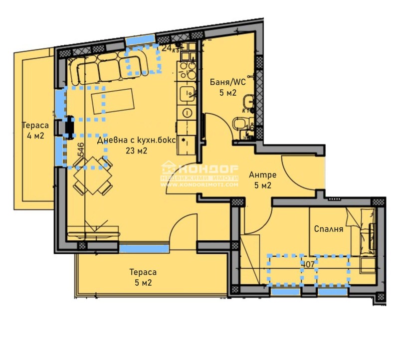 Продава 2-СТАЕН, гр. Пловдив, Коматево, снимка 2 - Апартаменти - 52662579