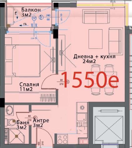 На продаж  1 спальня София , Модерно предградие , 62 кв.м | 51712557 - зображення [4]