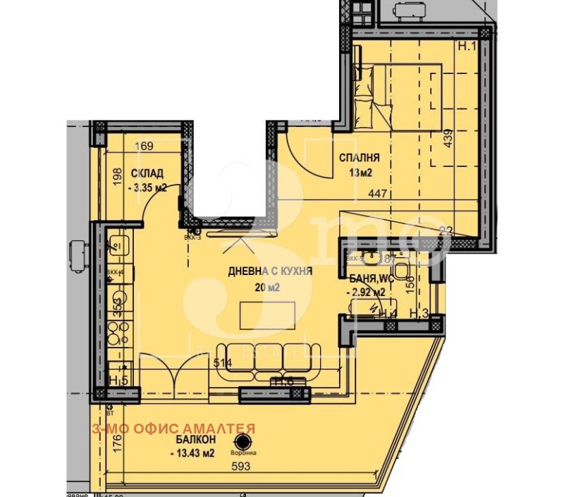 En venta  1 dormitorio Sofia , Lyulin - tsentar , 78 metros cuadrados | 43560368 - imagen [2]