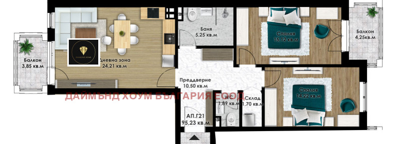Na sprzedaż  1 sypialnia Plowdiw , Komatewsko szose , 110 mkw | 33722806 - obraz [2]