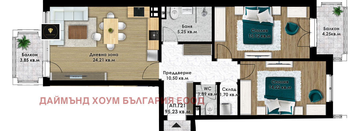 Продава 3-СТАЕН, гр. Пловдив, Коматевско шосе, снимка 2 - Апартаменти - 51793062