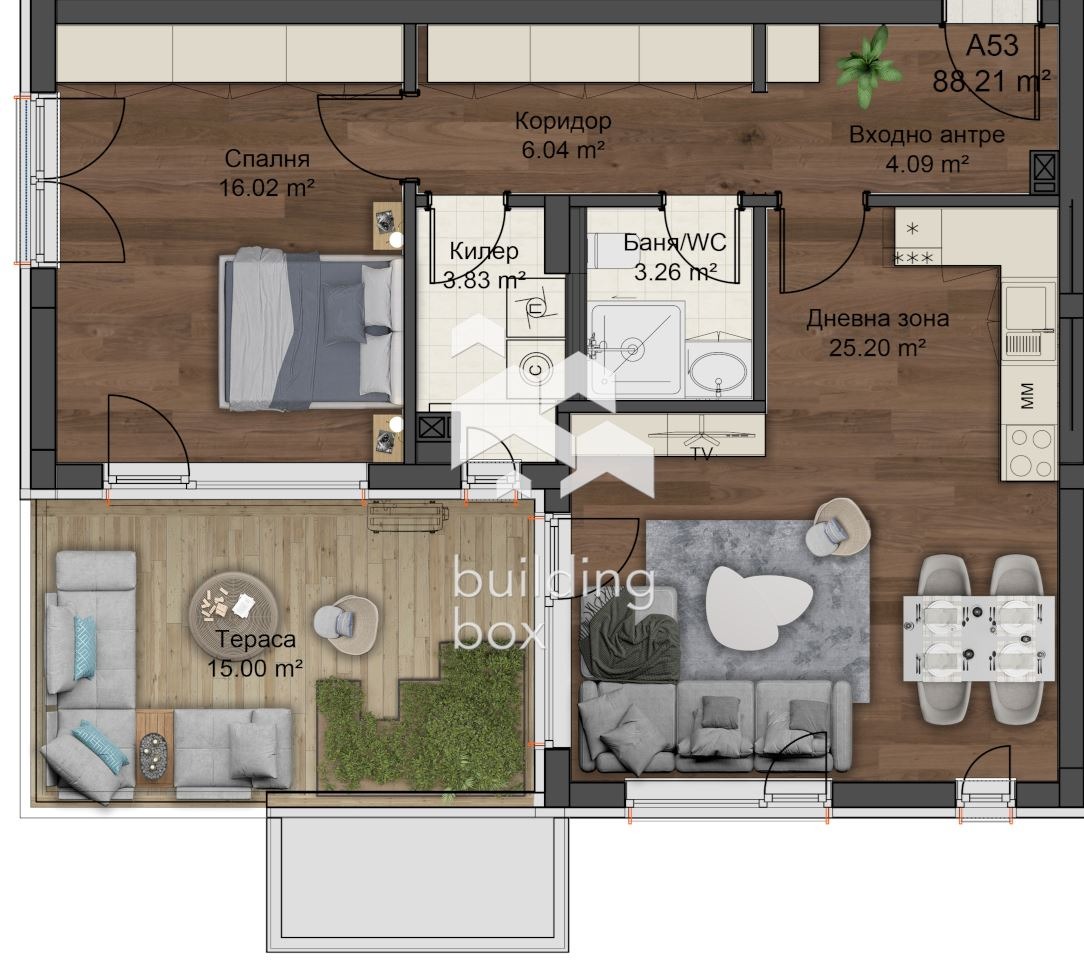 Продава 2-СТАЕН, гр. Пловдив, Коматевски възел, снимка 2 - Апартаменти - 55625059