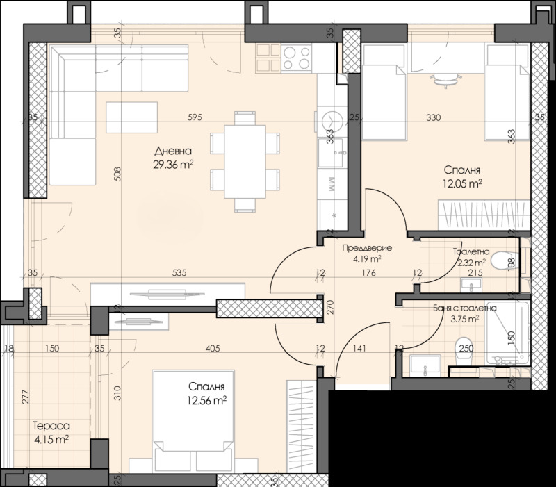 Zu verkaufen  2 Schlafzimmer Plowdiw , Gagarin , 104 qm | 17310151 - Bild [2]