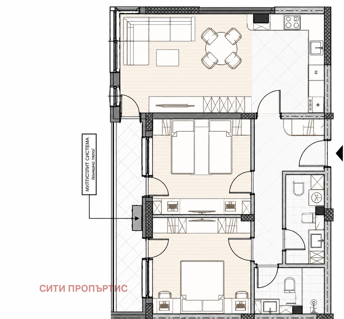 Продава 3-СТАЕН, гр. Благоевград, Баларбаши, снимка 2 - Апартаменти - 54716443