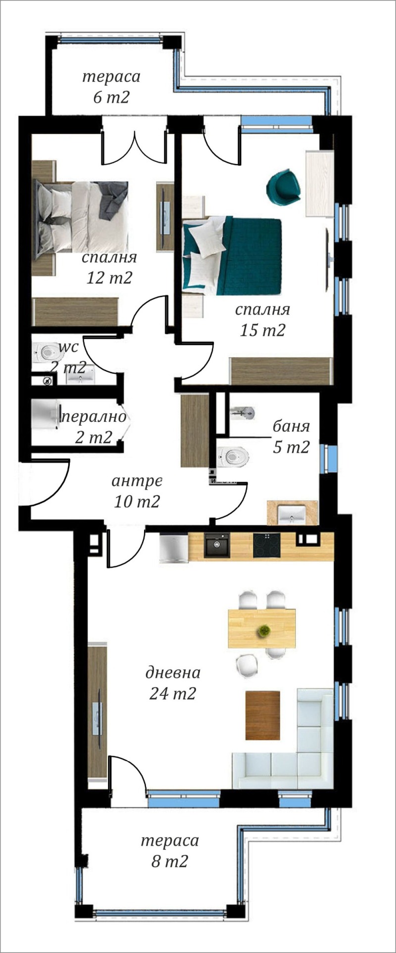 Продаја  2 спаваће собе Пловдив , Вастанически , 112 м2 | 10217553 - слика [2]