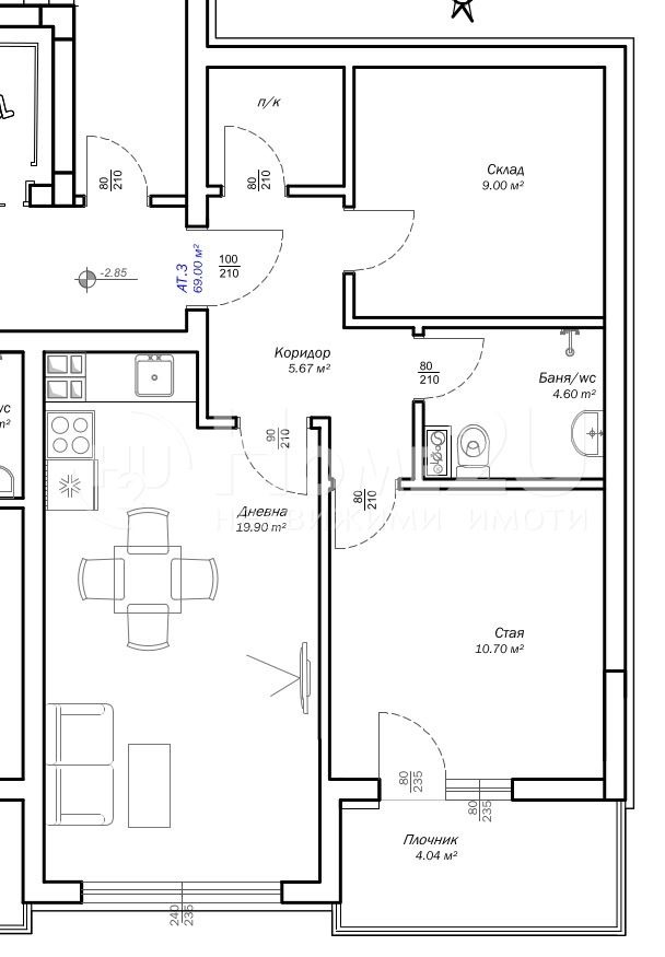 Myytävänä  2 makuuhuonetta Varna , m-t Ptšelina , 81 neliömetriä | 25312794 - kuva [3]