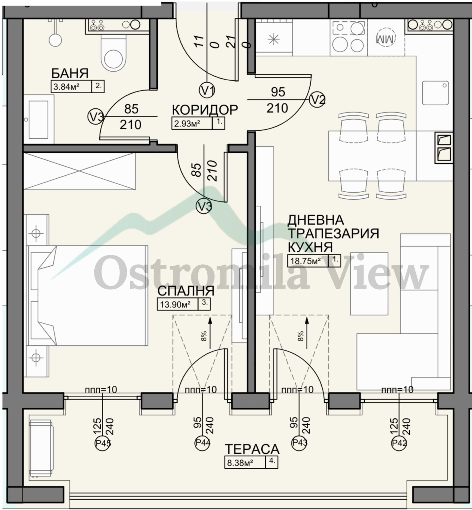 Продава 2-СТАЕН, гр. Пловдив, Остромила, снимка 3 - Апартаменти - 55259518