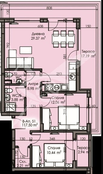 Продаја  2 спаваће собе Бургас , Изгрев , 117 м2 | 10000409