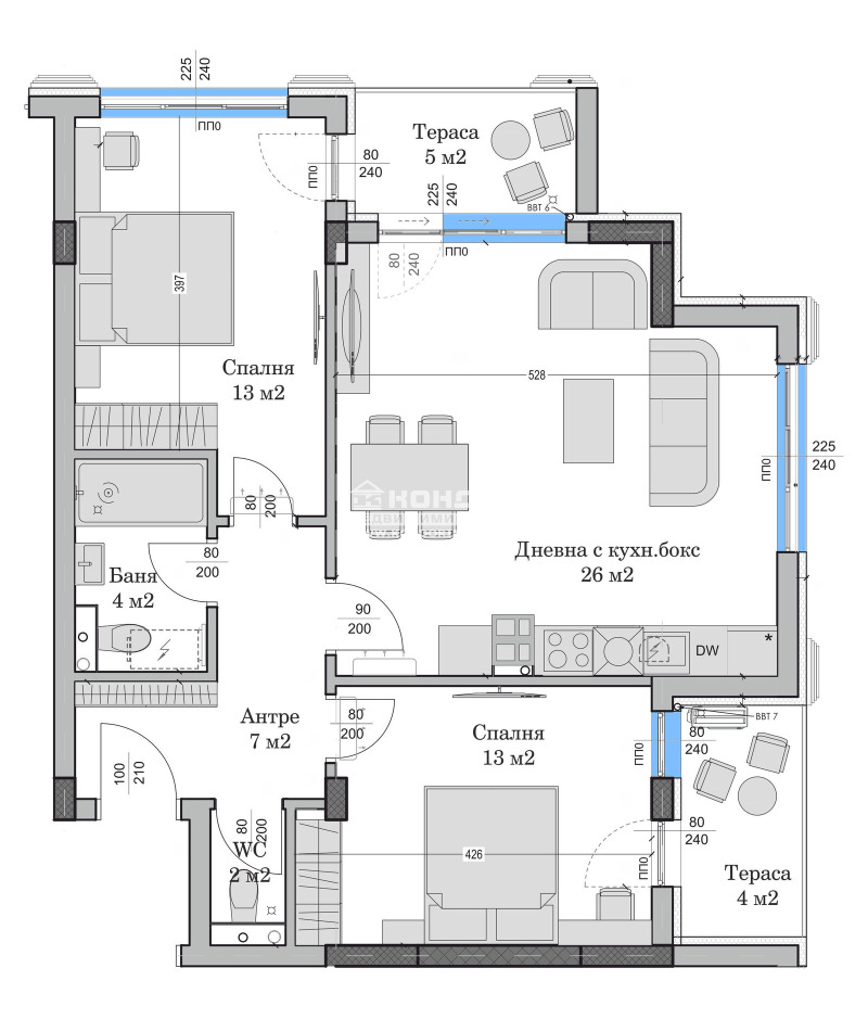 Te koop  2 slaapkamers Plovdiv , Christo Smirnenski , 105 m² | 33115631 - afbeelding [2]