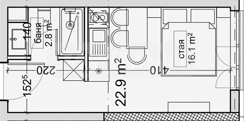 Myytävänä  Studio Varna , Vladislav Varnentšik 1 , 26 neliömetriä | 71299246 - kuva [9]