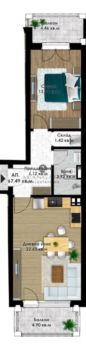 De vânzare  1 dormitor Plovdiv , Ciuciuc Parij , 79 mp | 87192475 - imagine [3]