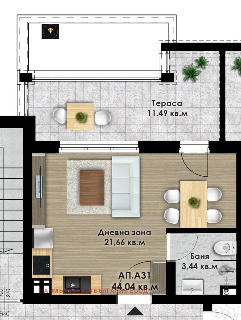 À vendre  Studio Plovdiv , Komatevsko chose , 52 m² | 91900659 - image [2]