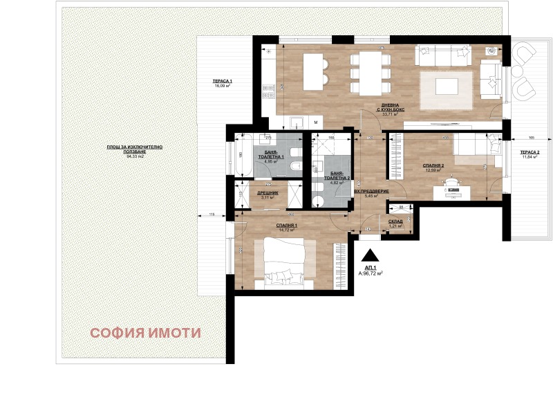 Till salu  2 sovrum Sofia , m-t Kambanite , 135 kvm | 65834358 - bild [5]
