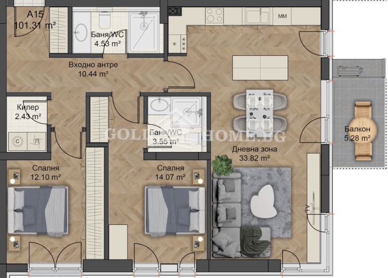 Zu verkaufen  2 Schlafzimmer Plowdiw , Ostromila , 125 qm | 31857229 - Bild [2]