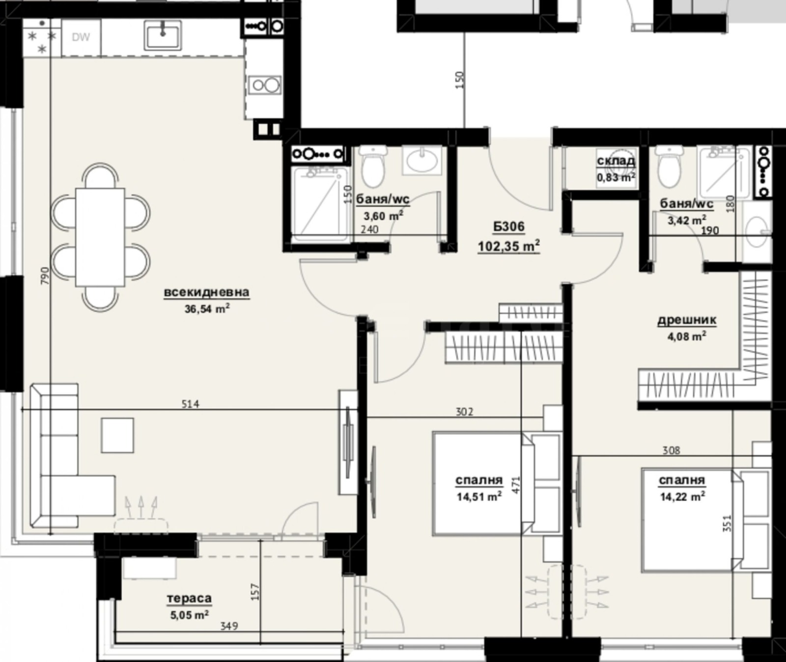 Продава 3-СТАЕН, гр. Бургас, Изгрев, снимка 2 - Апартаменти - 54043187