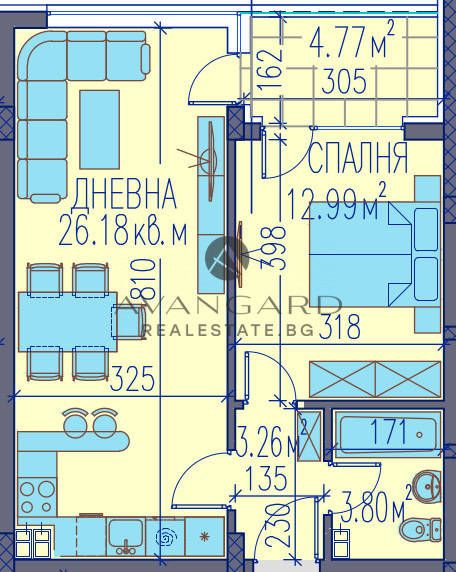 For Sale  1 bedroom Plovdiv , Tsentar , 73 sq.m | 87122095 - image [2]