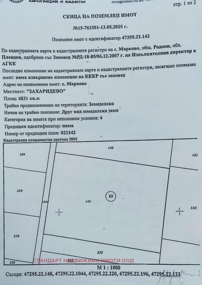 Продава ПАРЦЕЛ, с. Марково, област Пловдив