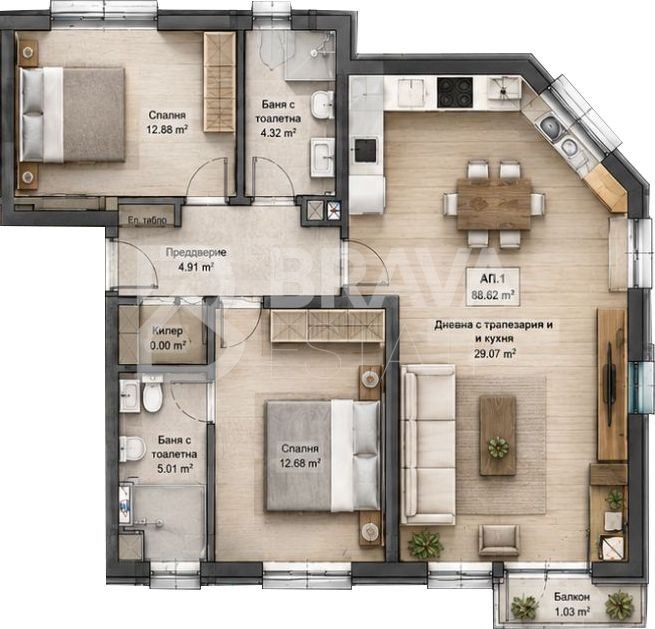 Продава 3-СТАЕН, гр. Пловдив, Кючук Париж, снимка 13 - Апартаменти - 54343014