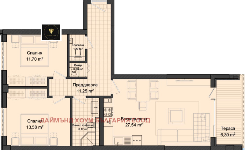 En venta  2 dormitorios Plovdiv , Gagarin , 112 metros cuadrados | 57465178 - imagen [2]